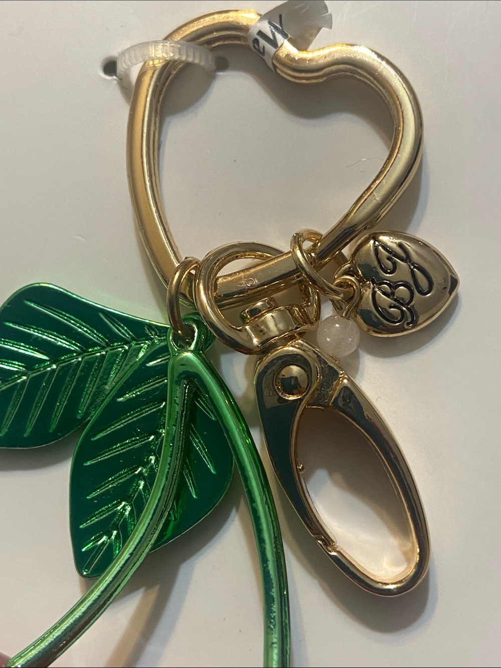 Betsey Johnson Red Cherry Pendant Key Charm with Green Leaves 3-1/2” - Picture 3 of 4